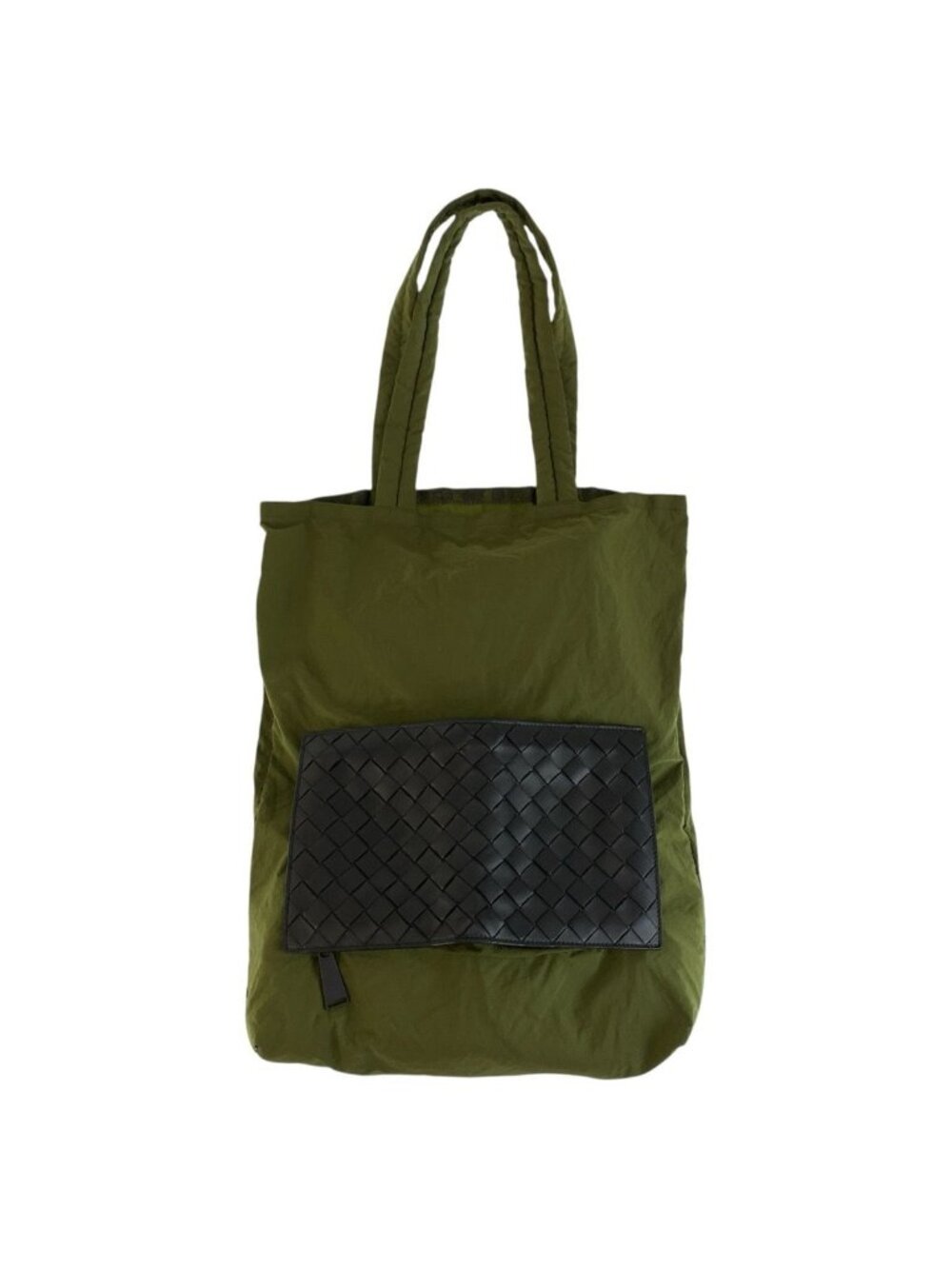 Bottega Veneta Intrecciato Khaki Black Tote Bag Eco Folding